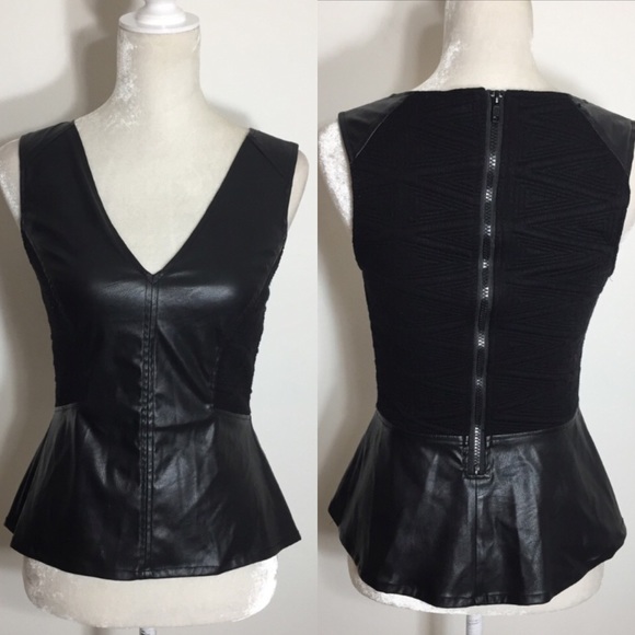 Anthropologie Tops - 🌻Anthro • Sanctuary black pleather peplum top